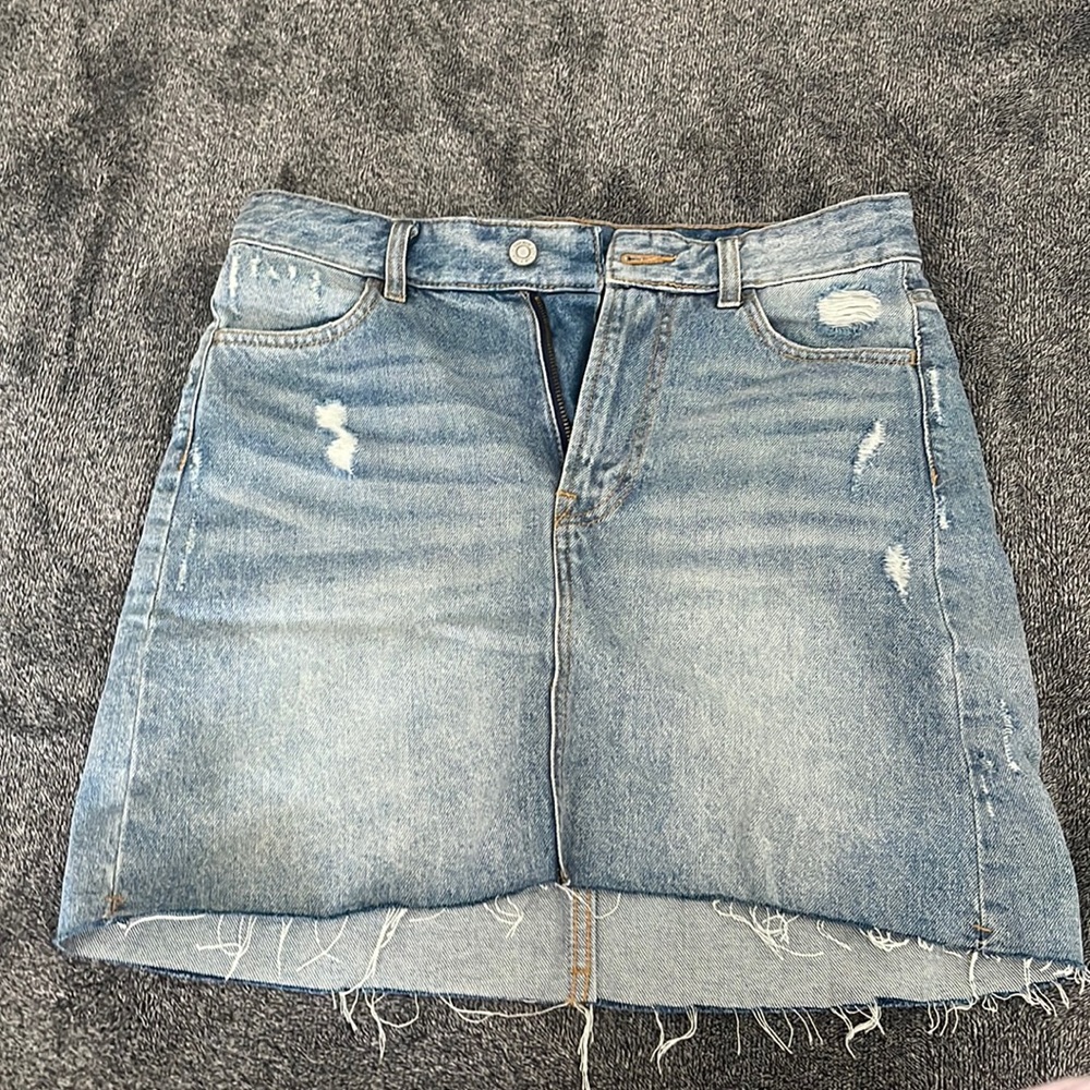&denim mini skirt